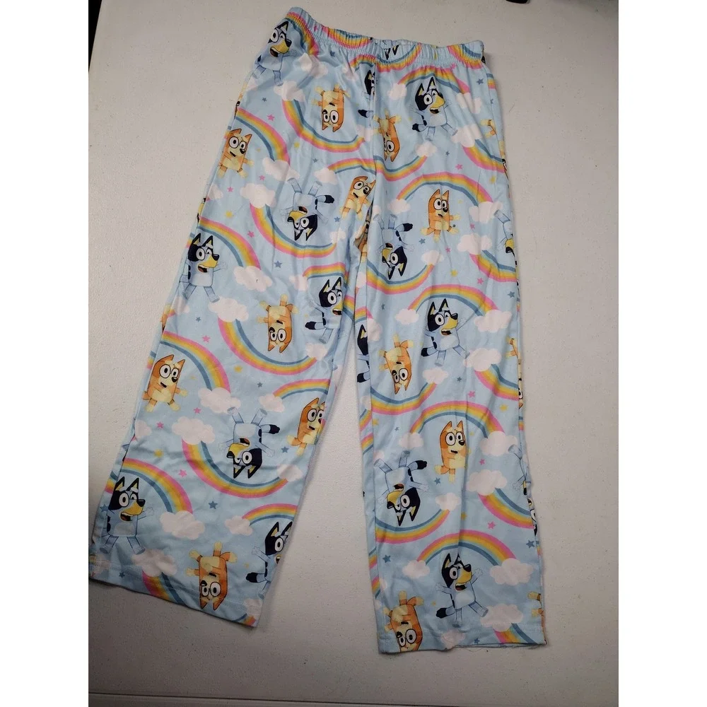 Bluey Bingo Girls Pajama Pants Size 8 Blue Rainbow Star Print Sleepwear